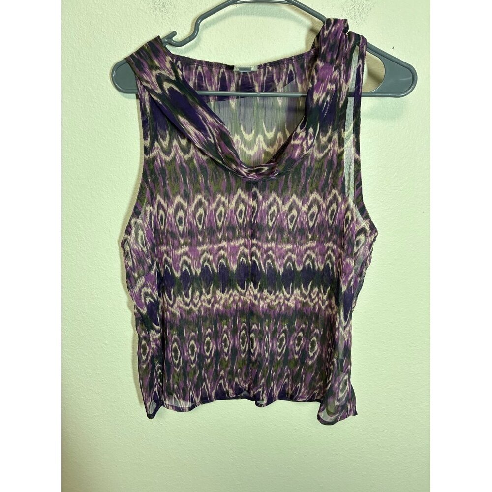 Converse Blouse Sheer Business Casual Sleeveless Purple Size Large BC10